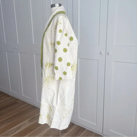 ELIZABETH SUZANN CLYDE JACKET TRENCH HANDPAINTED UPCYCLED COTTON CANVAS XXS/XS - Picture 7 of 14